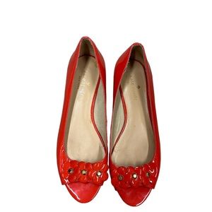 Kate spade peep toe flats poppies orange size 7